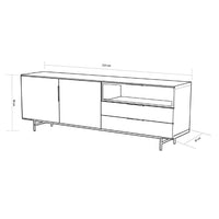 Manilla Sideboard with LED - White Wash Oak Veneer - 210 cm