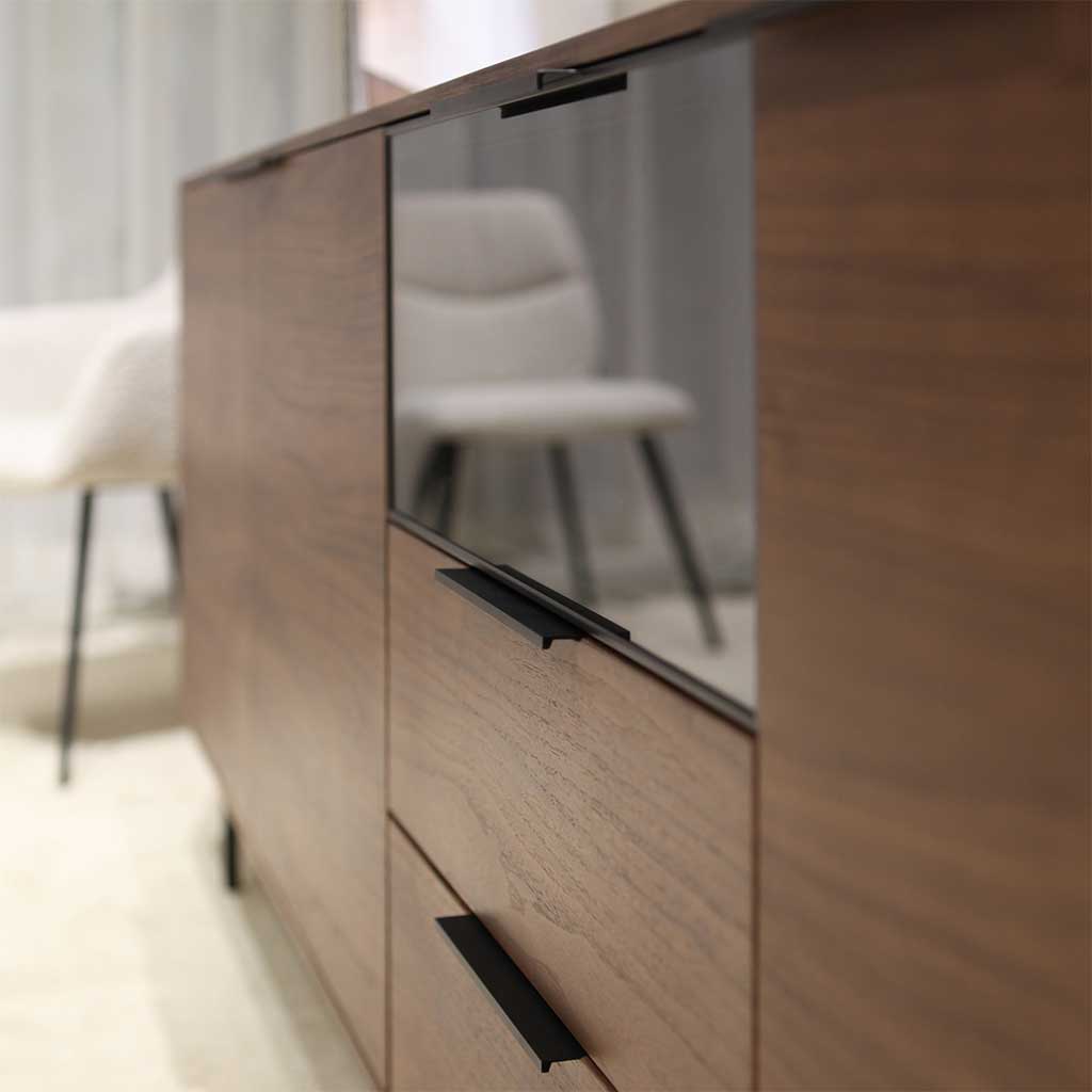 Manilla Sideboard with LED - Walnut Veneer - 240 cm