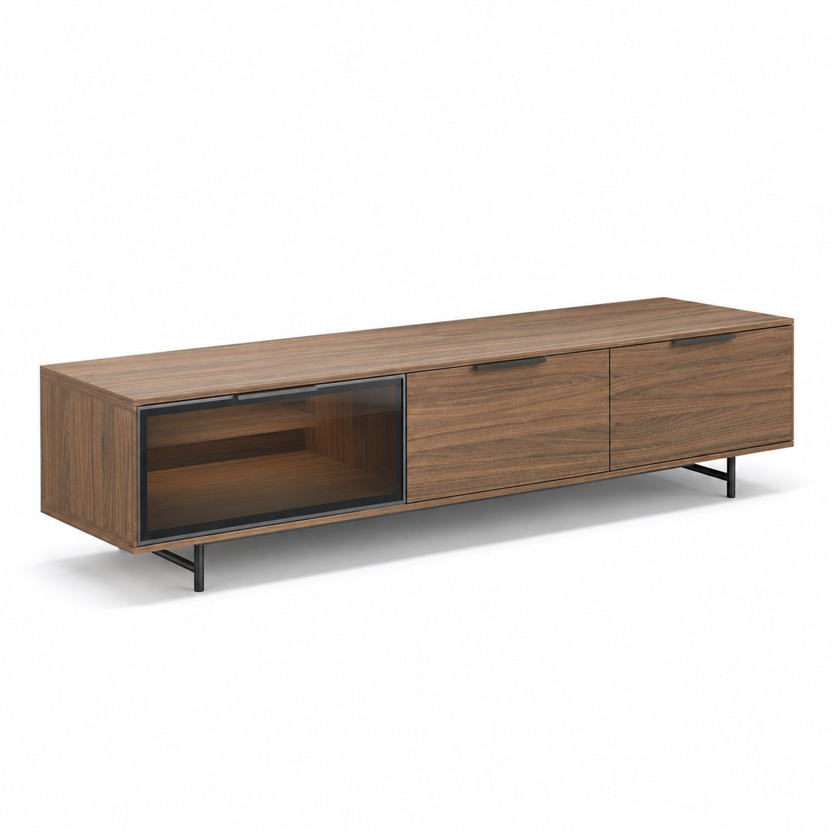 TV Stand Manilla - LED - Walnut Veneer - 180 cm - three-quarter view