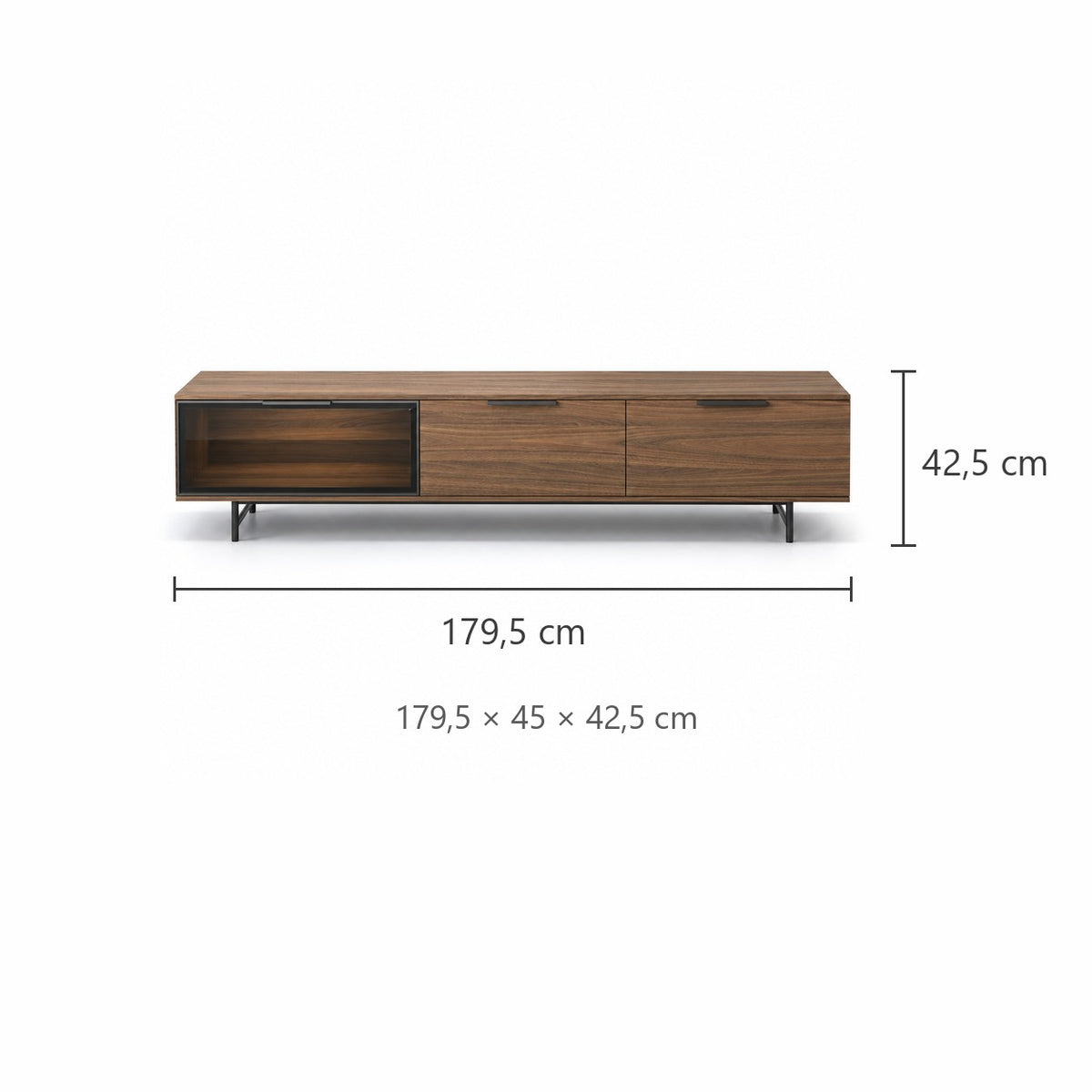 TV Stand Manilla - LED - Walnut Veneer - 180 cm - dimensions