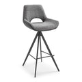 Matera Bar Stool - Anthracite Bull 67 & Grey Sneak 65 Fabric - Metal Base with Footrest