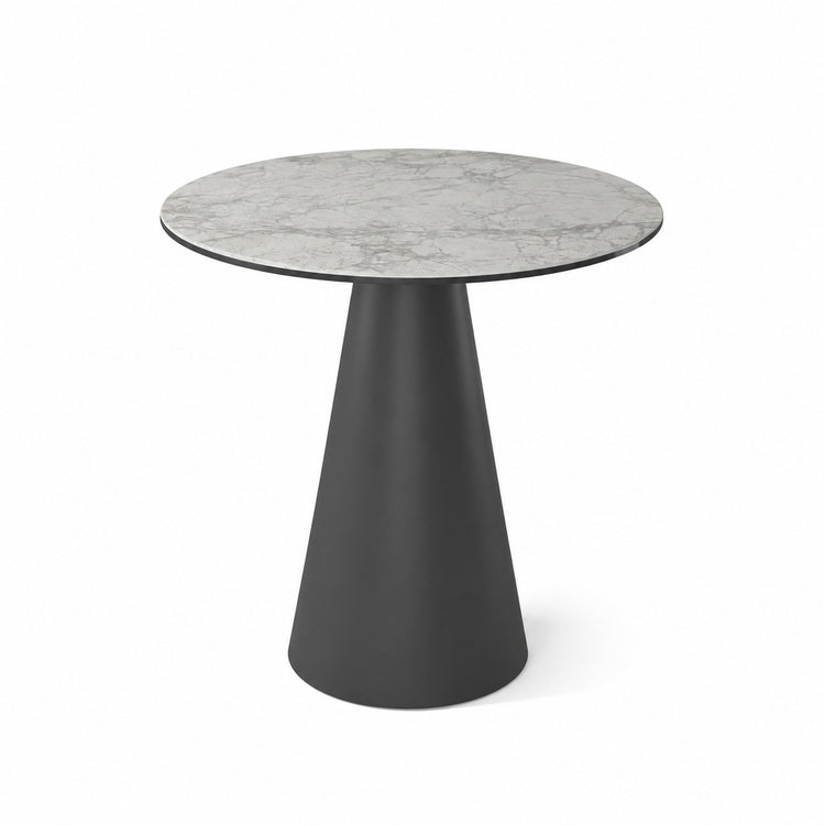 Coffee Table Notori - White MXC 121 Ceramic - Black Metal - Ø 57 cm - front view