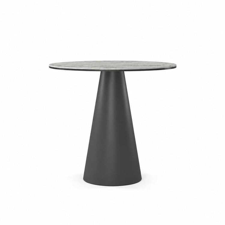 Coffee Table Notori - White MXC 121 Ceramic - Black Metal - Ø 57 cm - side view