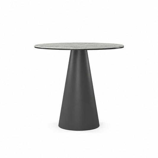 Coffee Table Notori - White MXC 121 Ceramic - Black Metal - Ø 57 cm - side view