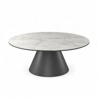 Coffee Table Notori - White MXC 121 Ceramic - Black Metal - Ø 90 cm - front view