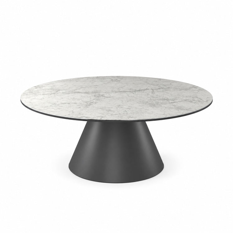 Coffee Table Notori - White MXC 121 Ceramic - Black Metal - Ø 90 cm - front view