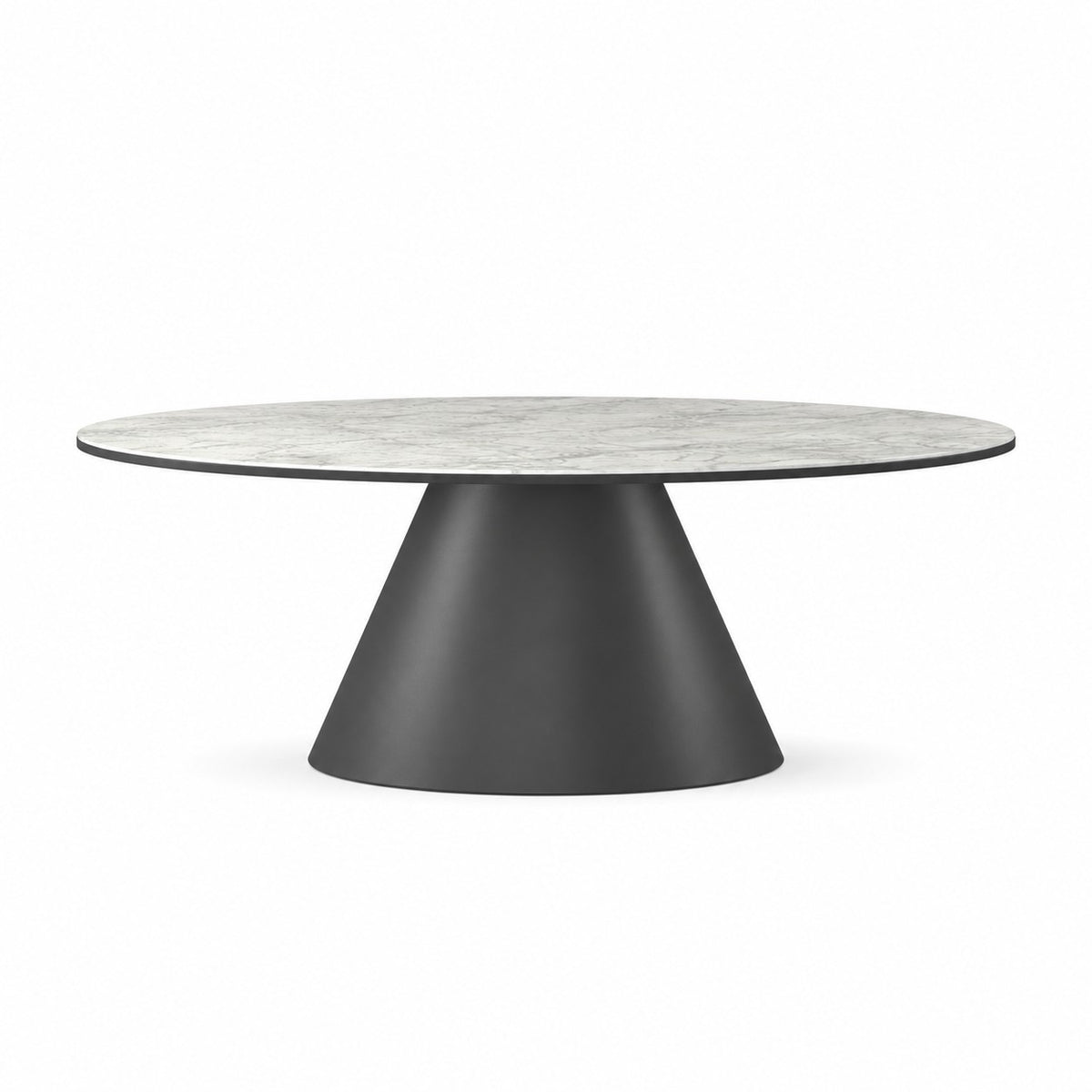 Coffee Table Notori - White MXC 121 Ceramic - Black Metal - Ø 90 cm - three-quarter view