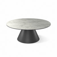 Coffee Table Notori - White MXC 121 Ceramic - Black Metal - Ø 90 cm - three-quarter view
