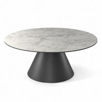 Coffee Table Notori - White MXC 121 Ceramic - Black Metal - Ø 90 cm - side view
