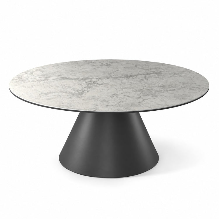 Coffee Table Notori - White MXC 121 Ceramic - Black Metal - Ø 90 cm - side view