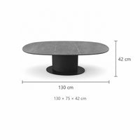 Coffee Table Osaka - MXC 209 Ceramic - Black Metal - 130×75 cm - dimensions