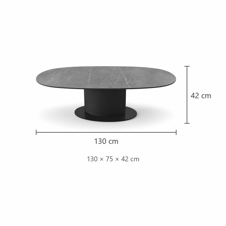 Coffee Table Osaka - MXC 209 Ceramic - Black Metal - 130×75 cm - dimensions