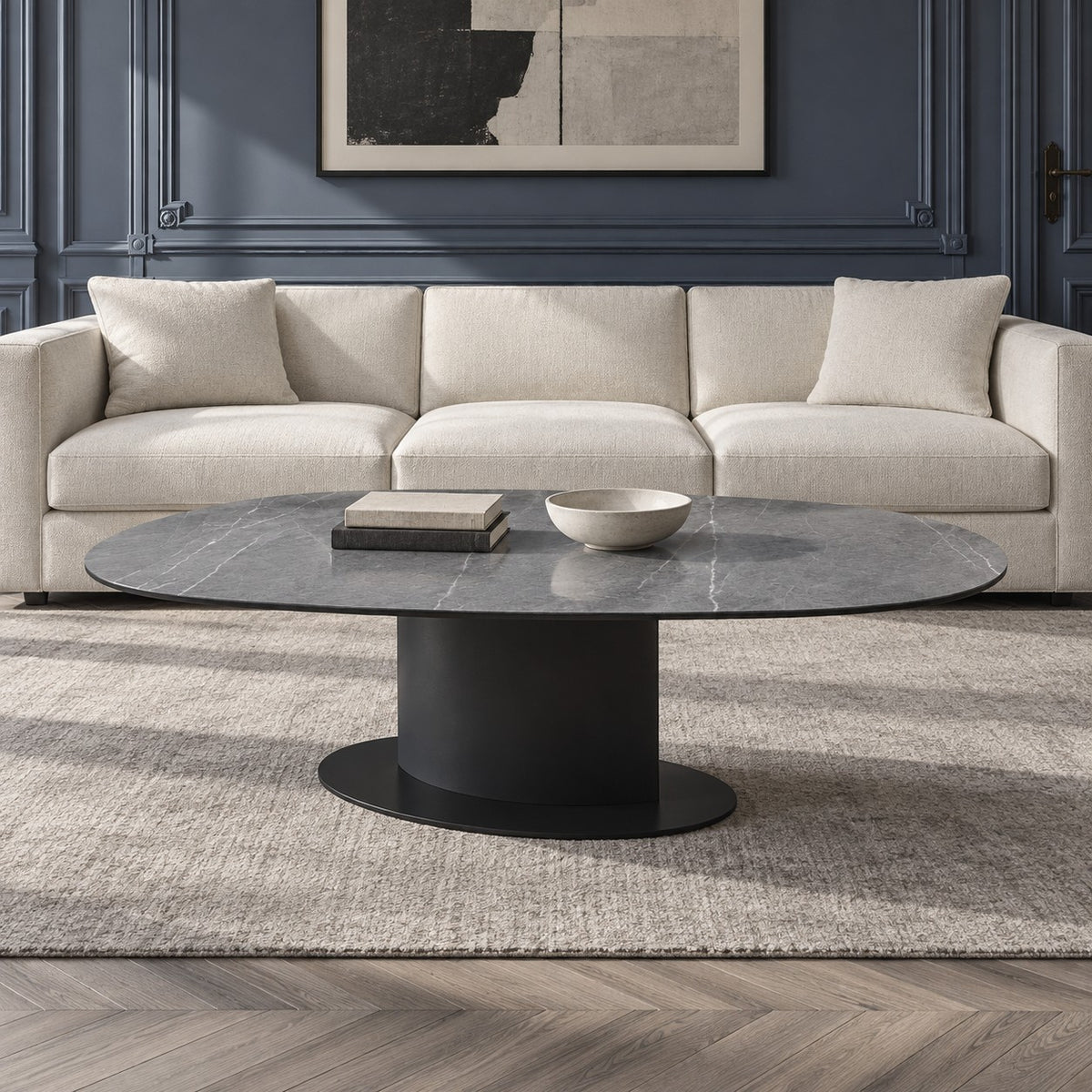 Coffee Table Osaka - MXC 209 Ceramic - Black Metal - 130×75 cm - in a living room