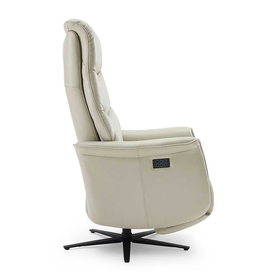 Adonis recliner silver leather side view