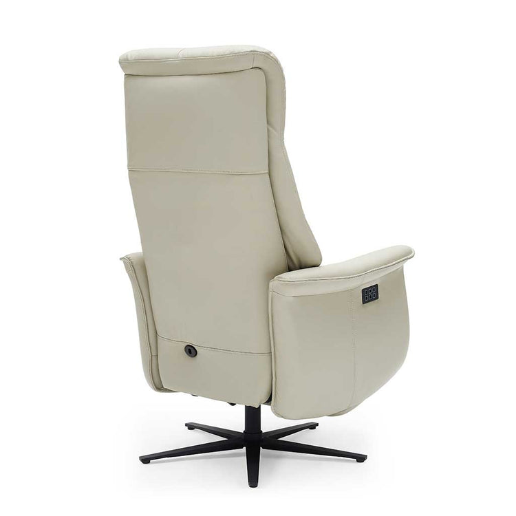 Adonis recliner silver leather reclined position