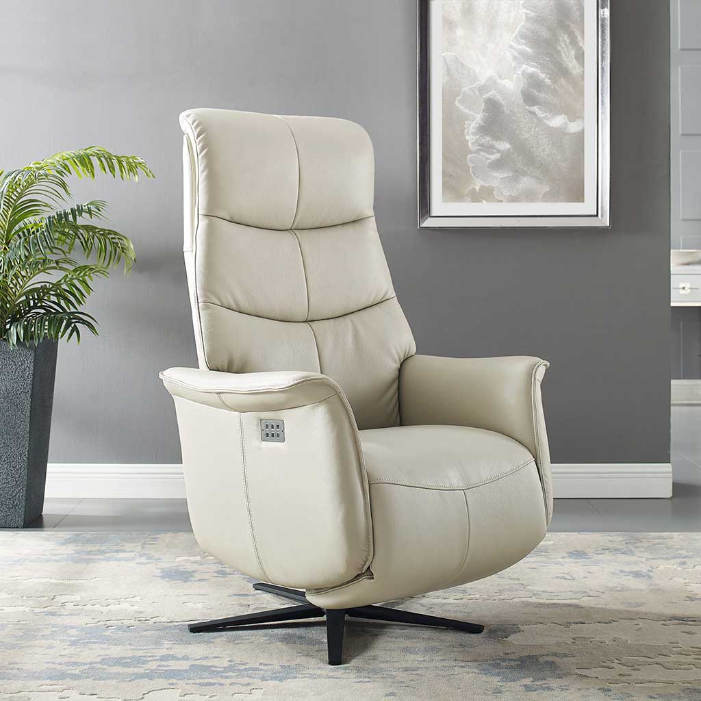 Adonis Recliner - 3-Motor - Silber B506 Leder (incl.) Batterie