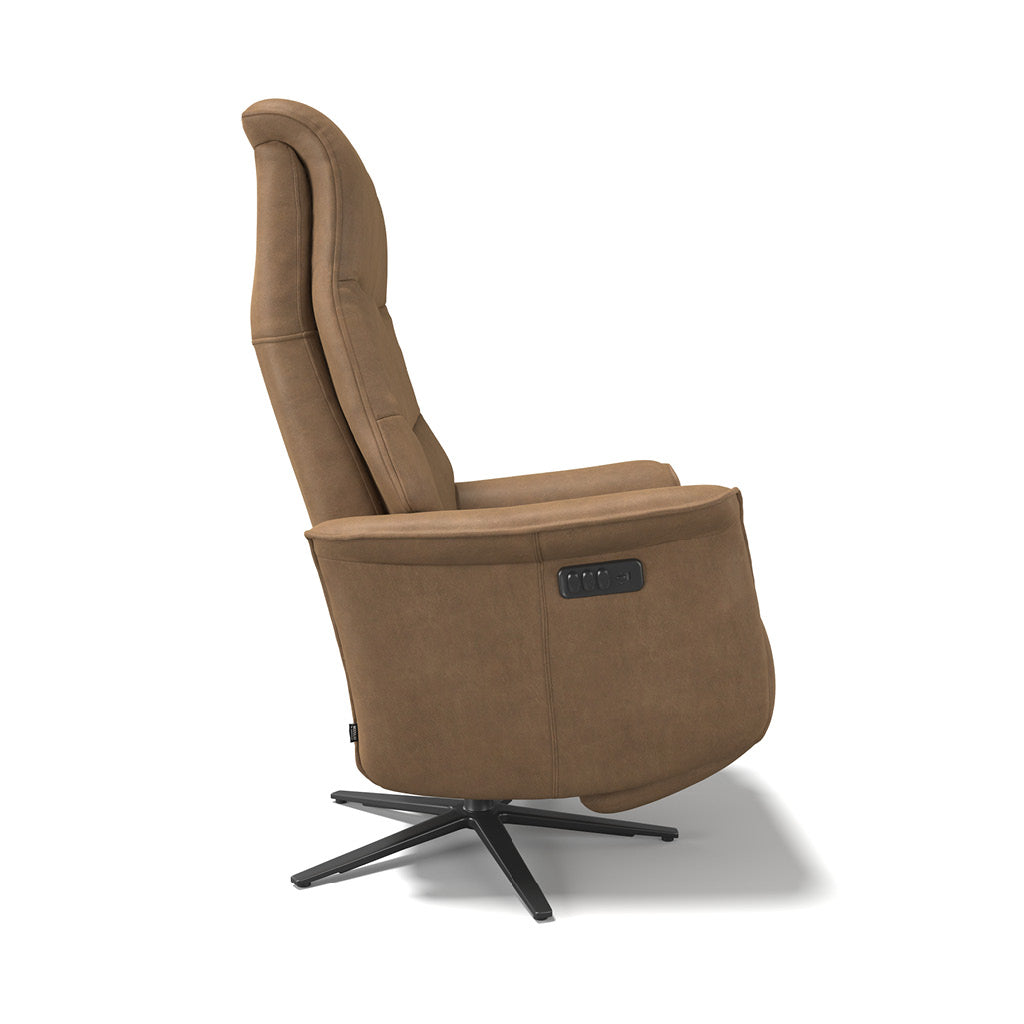 Adonis recliner camel Bull side view