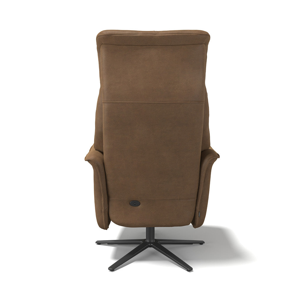 Adonis recliner camel Bull reclined position
