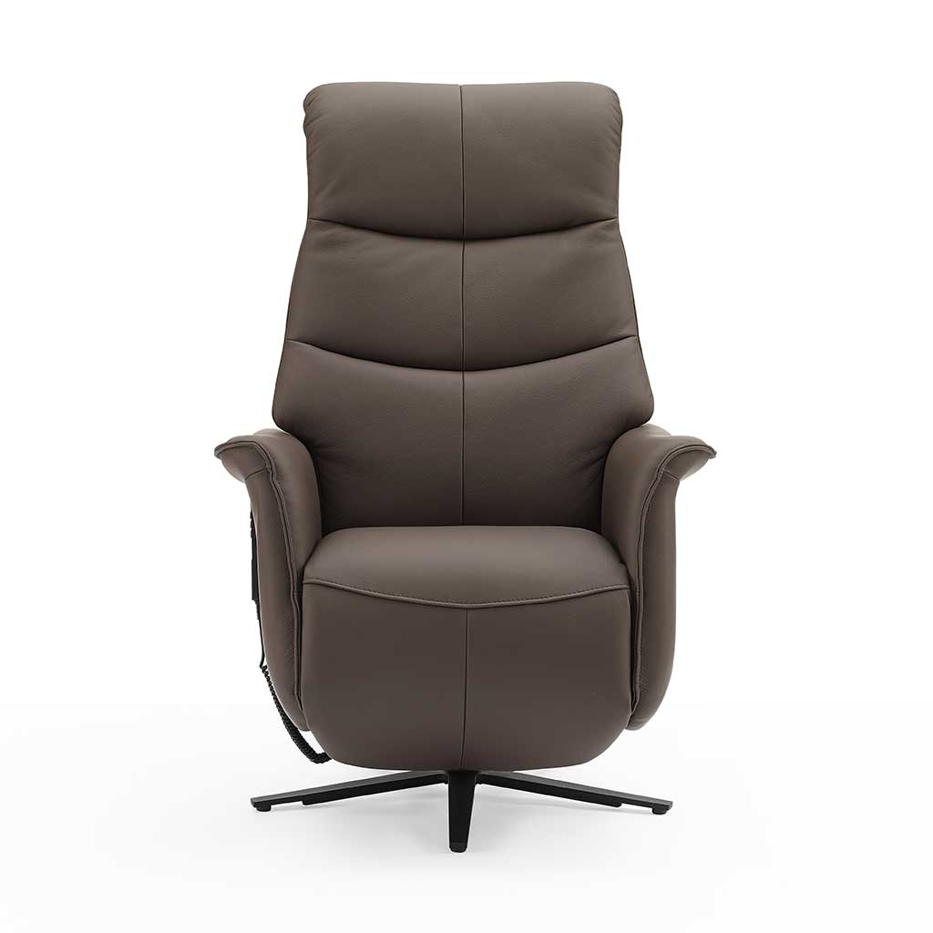 Adonis lift recliner dark taupe leather side view