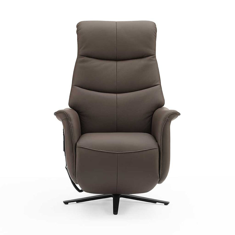 Adonis lift recliner dark taupe leather side view