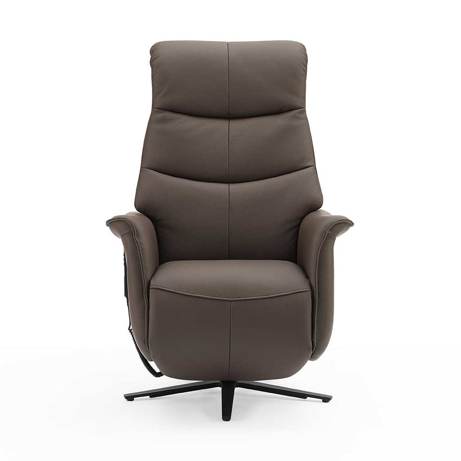 Adonis lift recliner dark taupe leather side view
