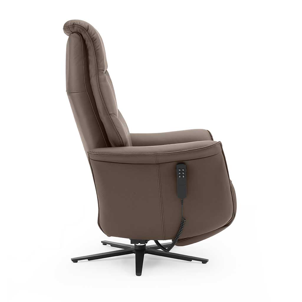 Adonis lift recliner dark taupe leather lift position