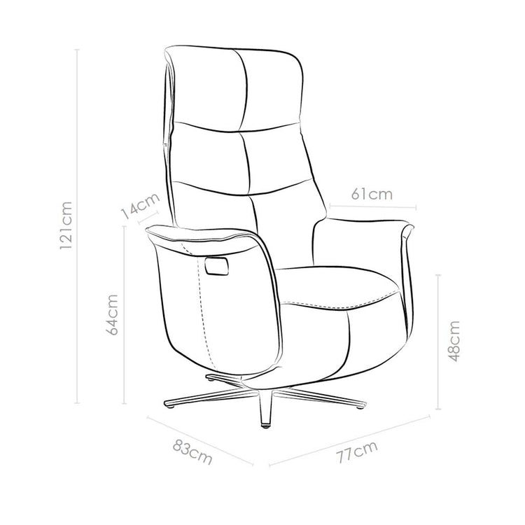 Adonis Recliner - 3-Motor - Silber B506 Leder (incl.) Batterie