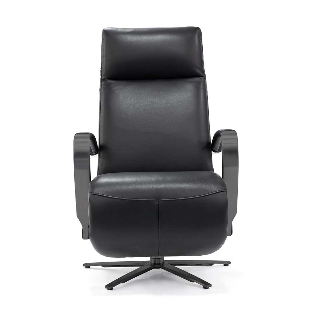 Artemis recliner black leather side view