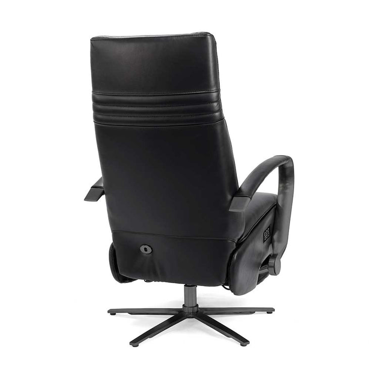 Artemis recliner black leather reclined position