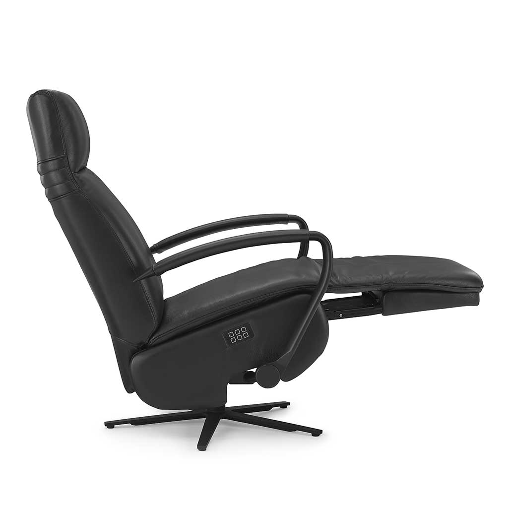 Artemis recliner black leather detail
