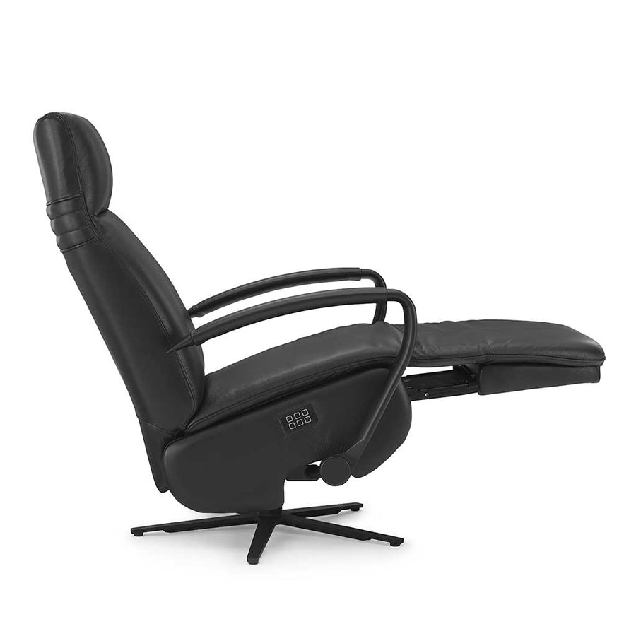 Artemis recliner black leather detail