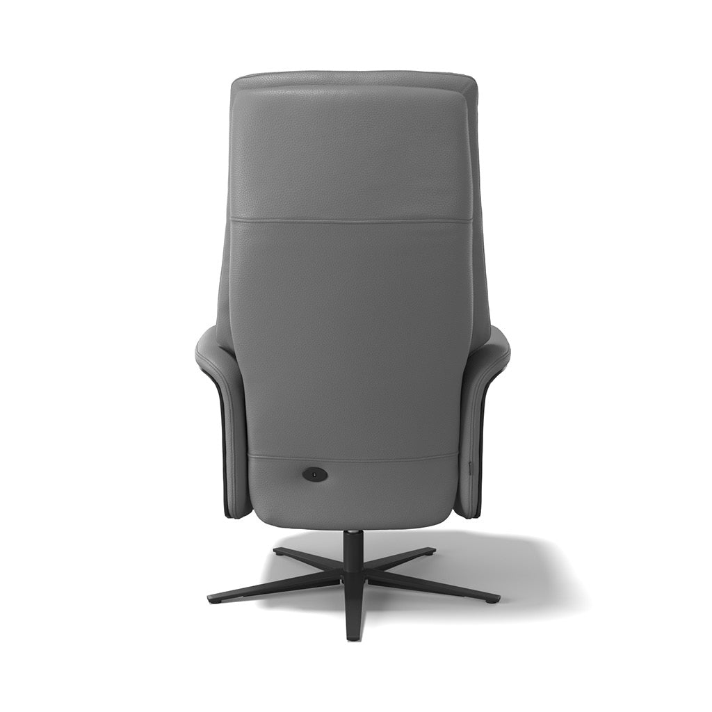 Atlas large recliner anthracite leather wood panel