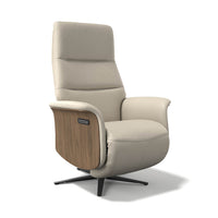 Atlas medium 3-motor recliner in B971 leather with walnut wood