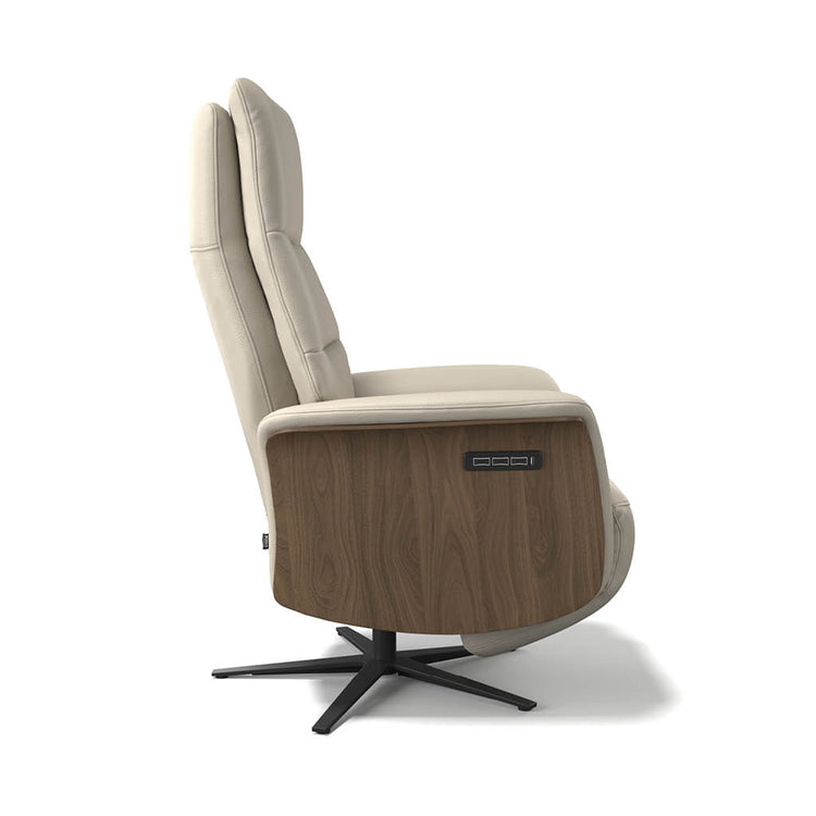 Atlas large recliner B971 leather walnut side view