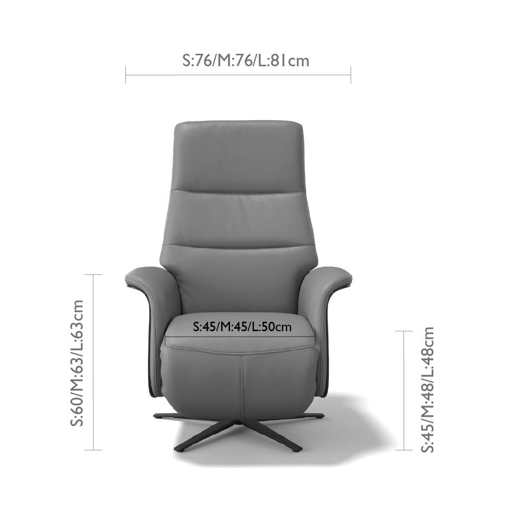 Atlas Large Recliner - 3-Motor - Antraciet B945 Leer (incl. Batterij)
