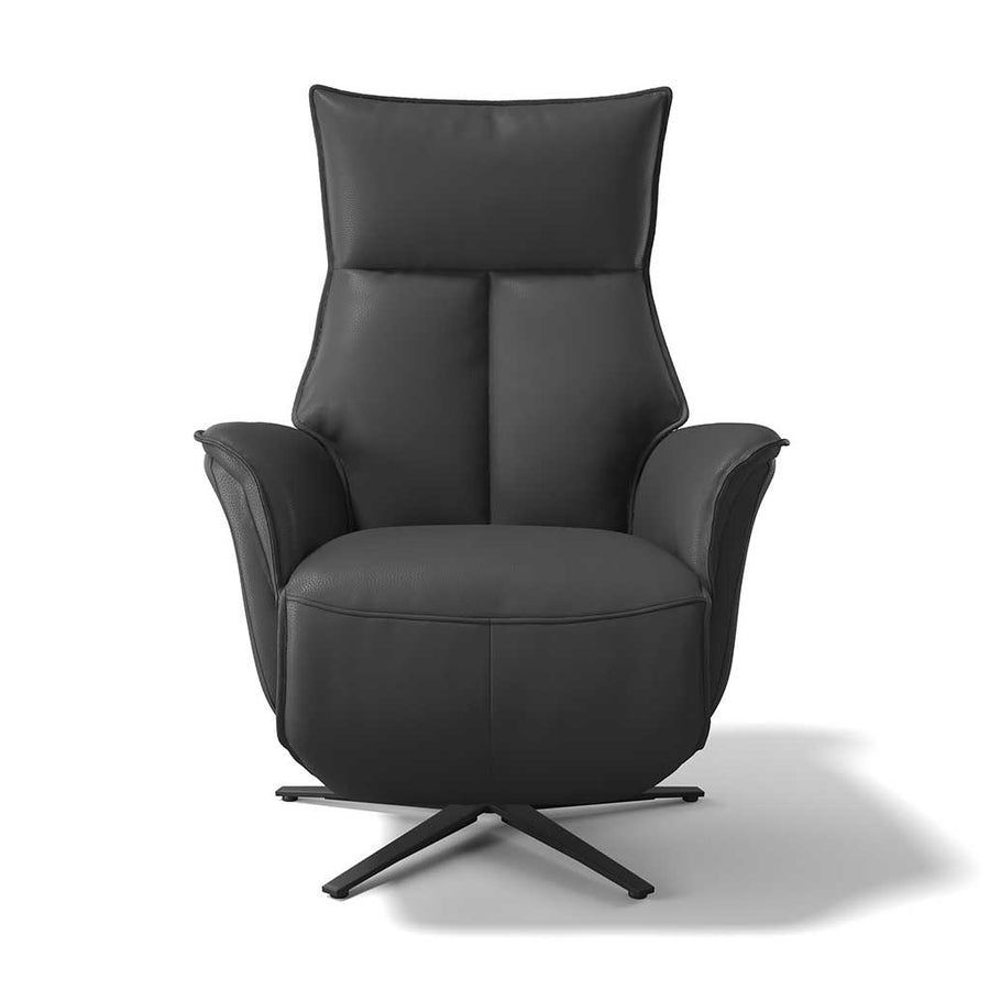 Calpe medium recliner black leather side view
