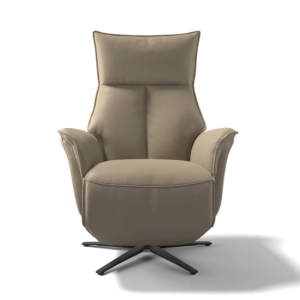 Calpe small recliner truffle leather side view