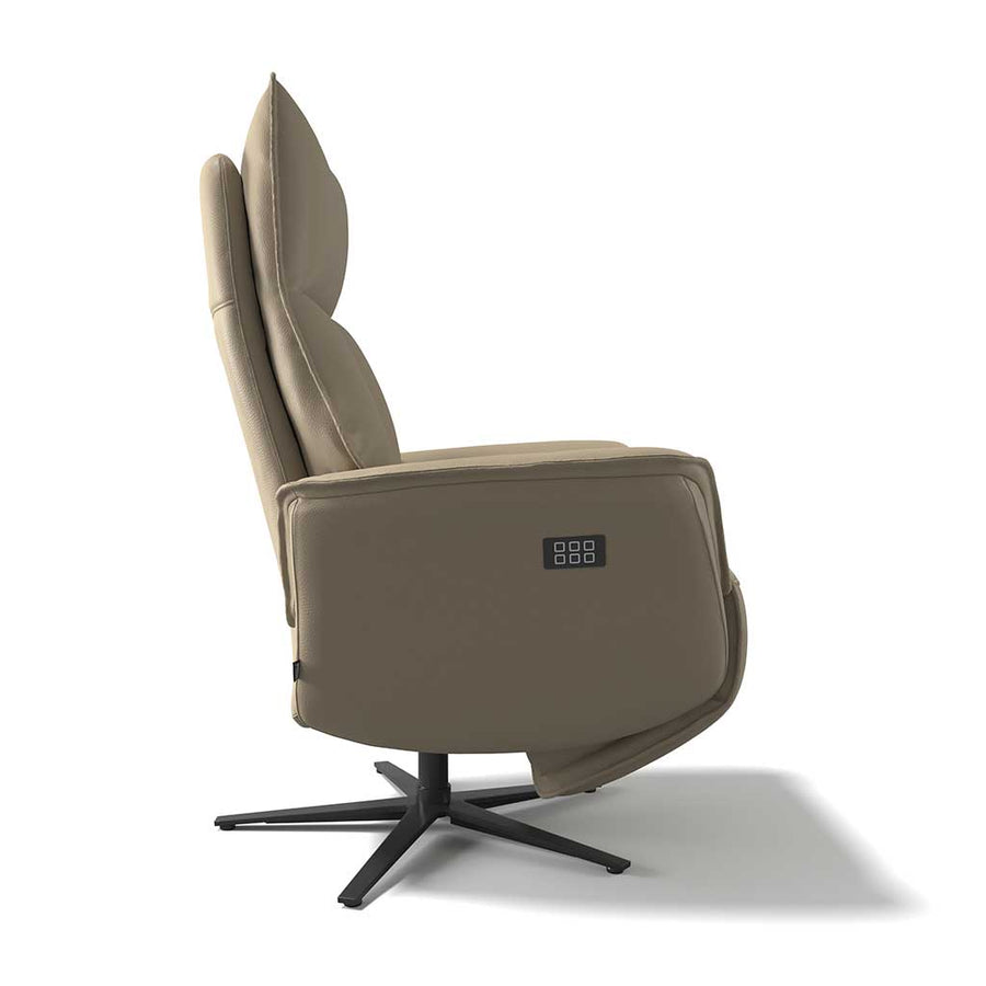 Calpe large recliner truffle leather reclined