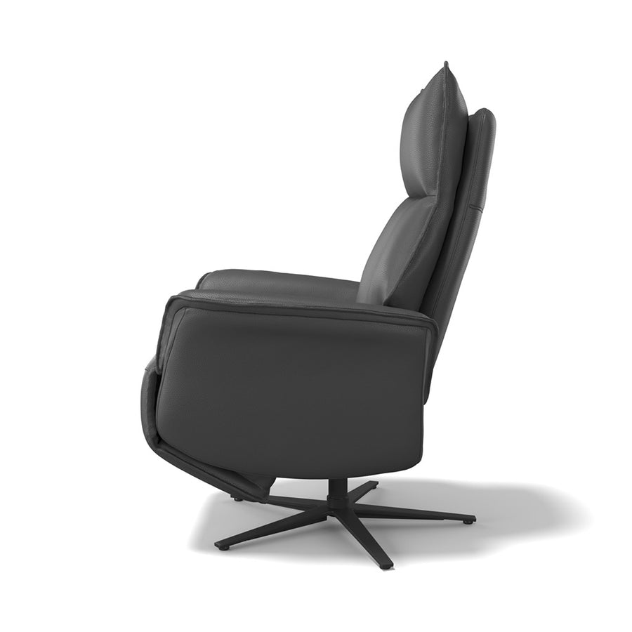 Calpe large lift recliner black leather detail