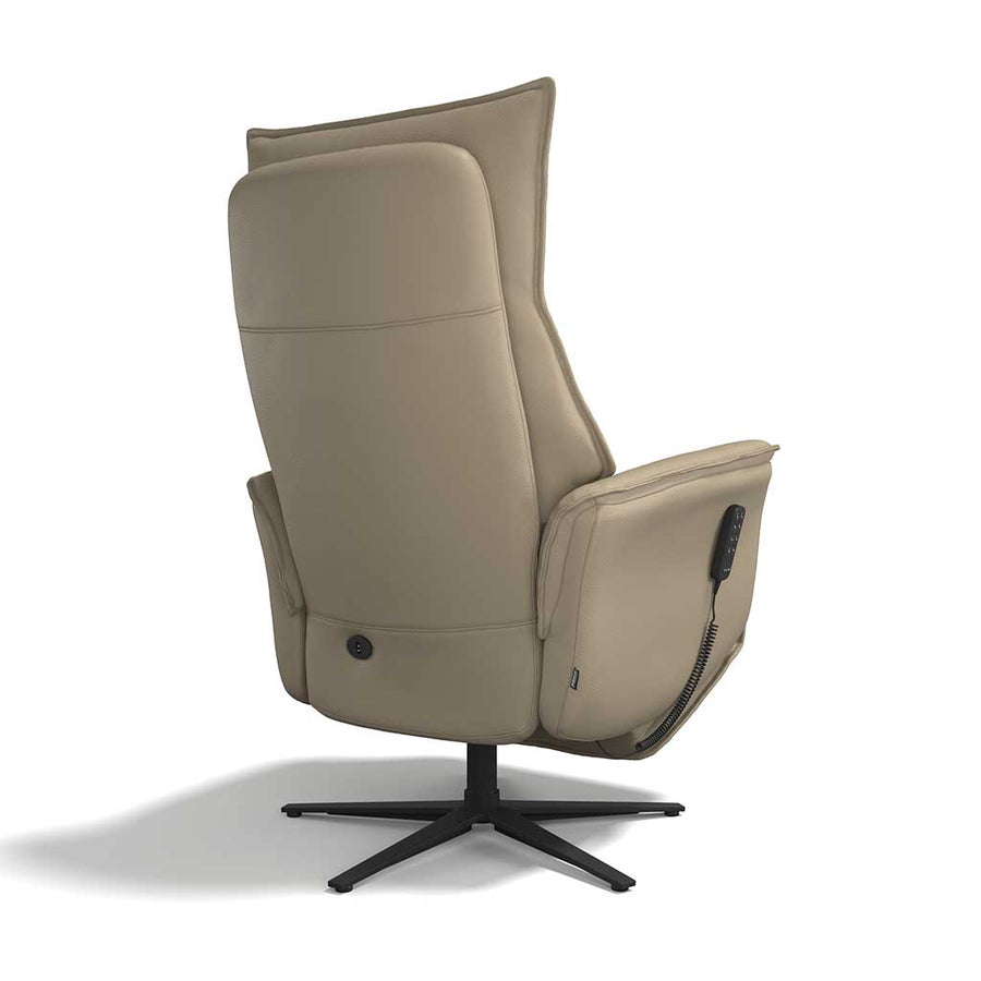 Calpe medium lift recliner truffle leather detail