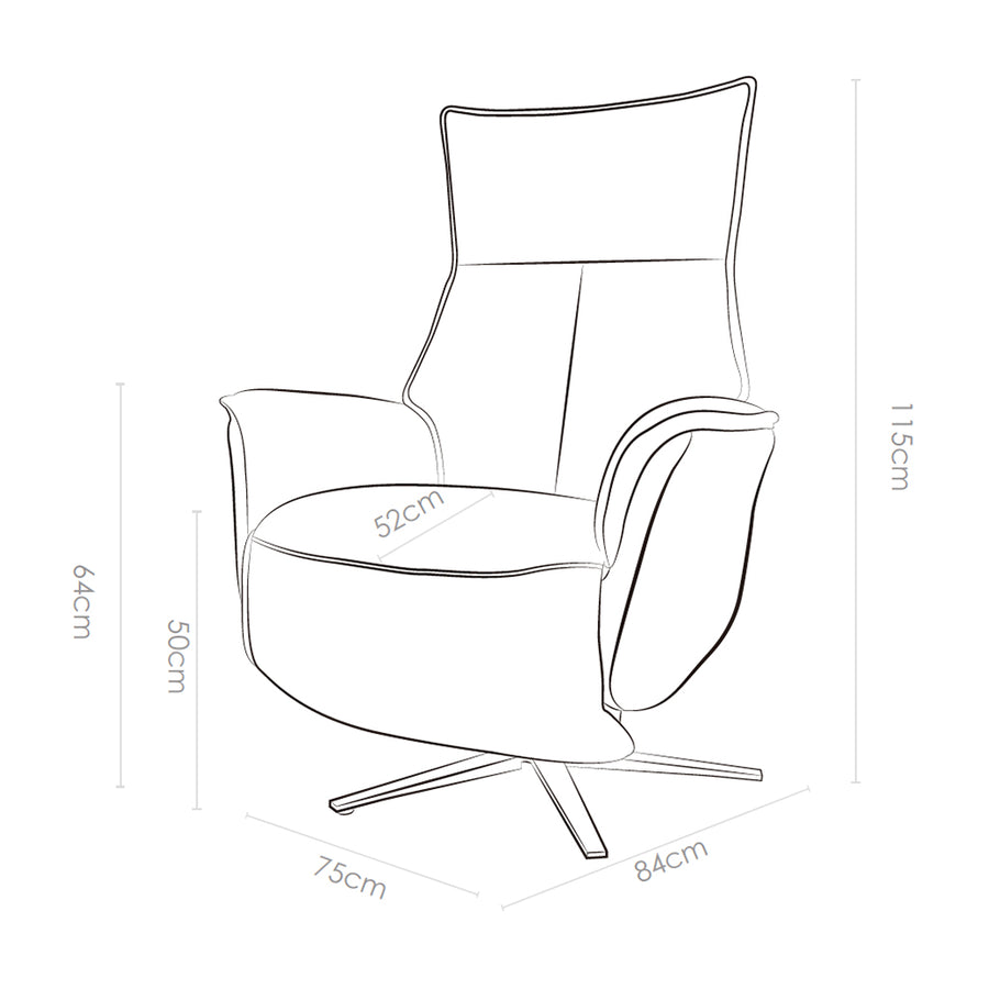 Calpe Medium Recliner - Lift Function - Black B900 Leather (incl. Battery)