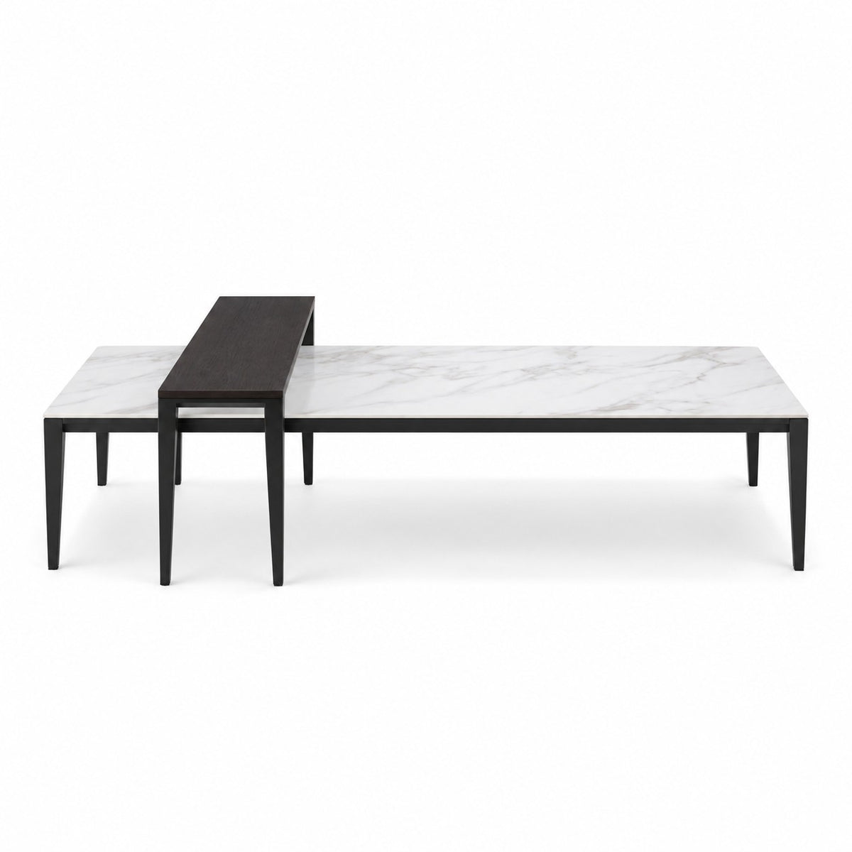 Coffee Table Riga - Black Ash & White Ceramic - 130 cm - front view