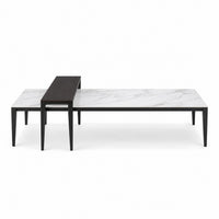 Coffee Table Riga - Black Ash & White Ceramic - 130 cm - front view