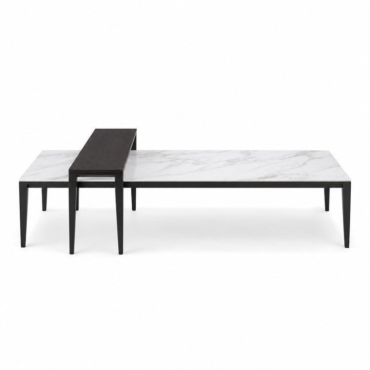 Coffee Table Riga - Black Ash & White Ceramic - 130 cm - front view