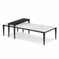 Coffee Table Riga - Black Ash & White Ceramic - 130 cm - three-quarter view