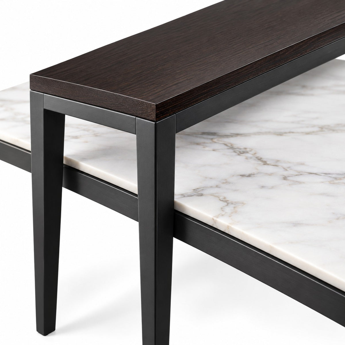 Coffee Table Riga - Black Ash & White Ceramic - 130 cm - detail