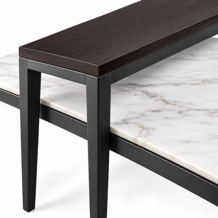 Coffee Table Riga - Black Ash & White Ceramic - 130 cm - detail