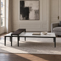 Coffee Table Riga - Black Ash & White Ceramic - 130 cm - in a living room