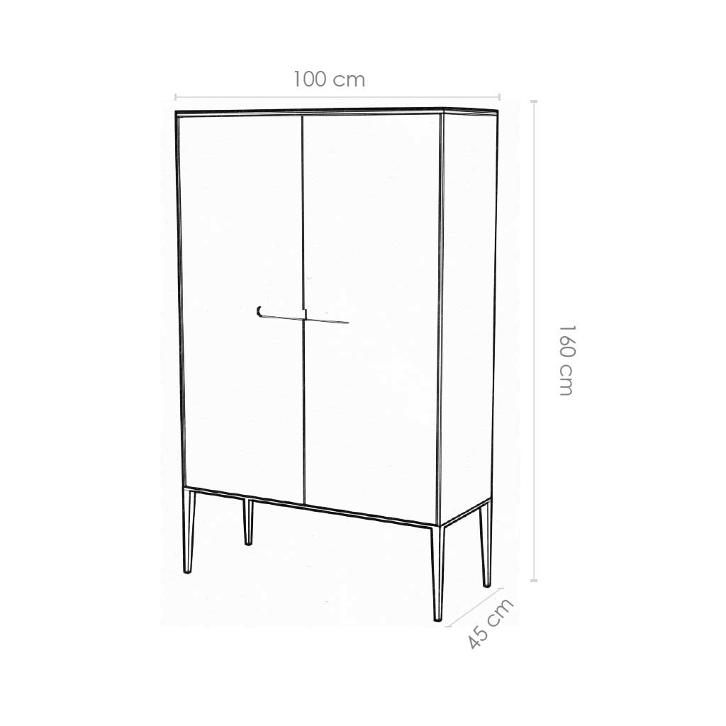 Mobile Bar Riga - Nero Frassino Impiallacciatura e Ceramica Bianco - 100 cm