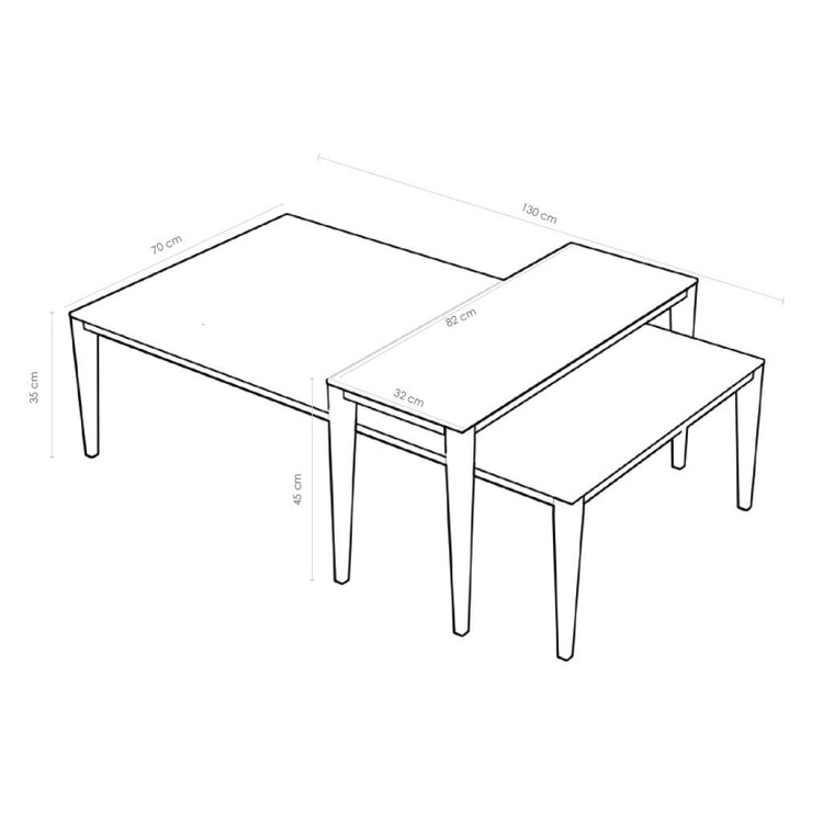 Mesa de Centro Riga - Fresno Negro y Cerámica Blanca - 130 cm